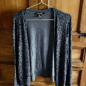 FOREVER 21 Grey Leopard loose cardigan